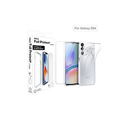 Pack protection complète écran en verre trempé Moxie + coque pour Samsung Galaxy S24 Transparent