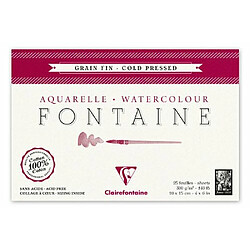 Acheter Clairefontaine 96436C Bloc de papier aquarelle Grain Fin Format carte postale Encollé sur 4 côtés 25 Feuilles Blanc