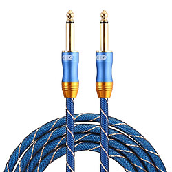 Wewoo EMK 6.35mm mâle à 3 sections câble plaqué or câble audio tressé en nylon pour le mélangeur amplificateurlongueur 1,5 m bleu