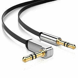 UGREEN Plat Câble Audio Jack Coudé 90 Degrés Cable Jack Auxiliaire 3,5mm Mâle Mâle Compatible avec iPhone iPad iPod Casque HiFi Autoradio Smartphone Tablette MP3 (2M, Noir) 