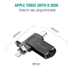 Avis Wewoo Clé USB iPhone iDisk 32G Type-C + Lightning 8 broches + USB 3.0 en métal avec fonction OTG (noir)