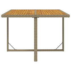 Avis vidaXL Table de jardin Beige 109x107x74 cm Résine tressée bois massif