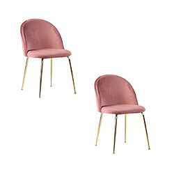 Mes Lot de 2 chaises repas en velours rose et laiton - AHMAS