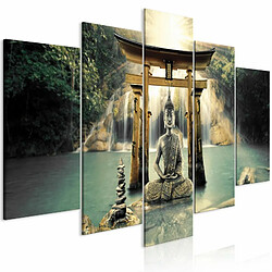 Paris Prix Tableau Imprimé 5 Panneaux Buddha Smile Wide 100 x 200 cm 