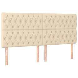 Acheter Maison Chic Tête de lit scandinave à LED,meuble de chambre Crème 200x7x118/128 cm Tissu -MN73221