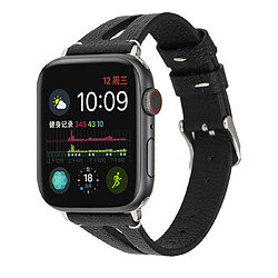 Wewoo Bracelet en cuir simple forme de V pour Apple Watch séries 5 et 4 40 mm / 3 et 2 et 1 38 mm Noir