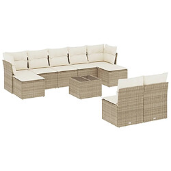 Maison Chic Salon de jardin avec coussins 10 pcs | Ensemble de Table et chaises | Mobilier d'Extérieur beige résine tressée -GKD74185