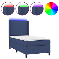 vidaXL Sommier à lattes de lit matelas LED Bleu 100x200 cm Tissu