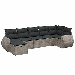 vidaXL Salon de jardin avec coussins 7 pcs gris résine tressée