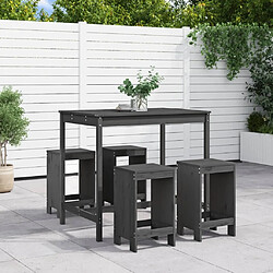 Maison Chic Table de bar et chaises d'extérieur 5 pcs,Ensemble de bar de jardin pour relax gris bois de pin massif -GKD436706