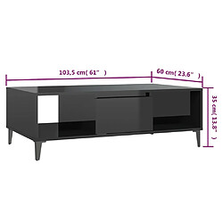 vidaXL Table basse noir brillant 103,5x60x35 cm bois d'ingénierie pas cher