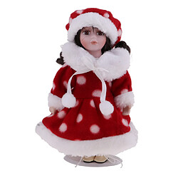 Adorable poupée en porcelaine avec support en métal pour échelle 1/6 dollhouse rouge Poupée épissure de 8 po