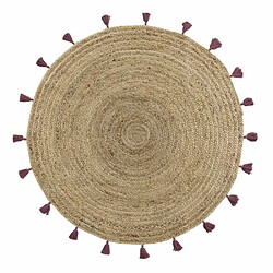 Paris Prix Tapis Déco Rond en Jute Shira 120cm Bordeaux 