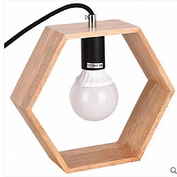 Wewoo Lampe de bureau à LED de protection de l'oeil de chevet de chambre à coucher en bois d'art rétroCA 220Vprise US forme hexagonale