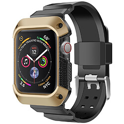 Wewoo Pour Apple Watch 5/4 Générations 44mm Bracelet de Galvanoplastie Intégré Universel Or + Noir