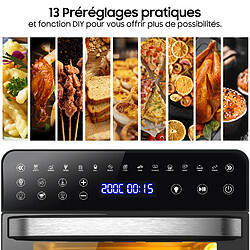 Acheter Friteuse à air chaud, iceagle, AFO-1502D, 15L, 6 en 1, 13 programmes, 1800W, Airfryer XXL, Affichage LED, Sécheur à air chaud & Four & Grill & Déshydrateur de fruits & Grille-pain & Micro-ondes