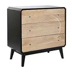 Pegane Commode, meuble de rangement en bois coloris naturel, noir - Longueur 80 x Profondeur 40 x hauteur 79,5 cm 