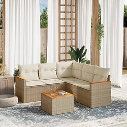 vidaXL Salon de jardin avec coussins 6 pcs beige résine tressée 