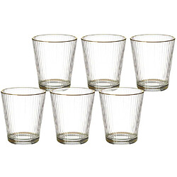 The Home Deco Factory Verres striés liseré doré (Lot de 6) 30 cl.