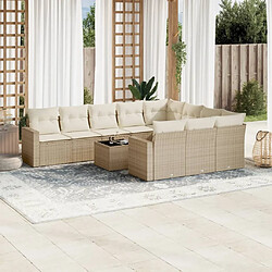 Maison Chic Salon de jardin 11 pcs avec coussins | Ensemble de Table et chaises | Mobilier d'Extérieur beige résine tressée -GKD90467