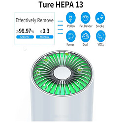 Chrono Purificateur d'Air Voiture, Purificateur d'Air Hepa Bureau Maison éliminant 99,7% Pollen/Fumée/Poussière, ions Négatifs du filtre à air avec Mode Nuit 24db et Lumière de Qualité de l'Air(Blanche)