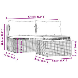 vidaXL Salon de jardin 3 pcs avec coussins Noir Résine tressée pas cher