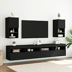 Avis Maison Chic Meuble TV avec lumières LED, Banc TV pour salon, Meuble de rangement noir 30,5x30x60 cm -GKD88241