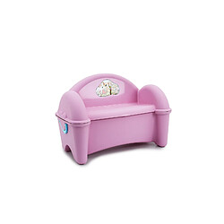 Coffre et Banc Pour Enfants 2 en 1 Outdoor Toys 74x38x55 cm avec Compartiment de Rangement et Poignées Latérales, Couleur Rose 