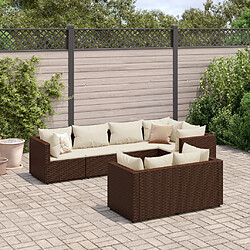 vidaXL Salon de jardin avec coussins 7 pcs marron résine tressée