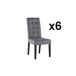 Vente-Unique Lot de 6 chaises en tissu et bois - Gris - VILLOSA