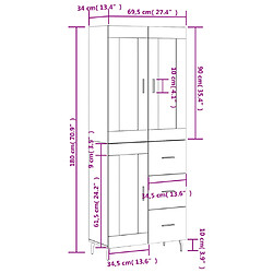 vidaXL Buffet haut Chêne fumé 69,5x34x180 cm Bois d'ingénierie pas cher