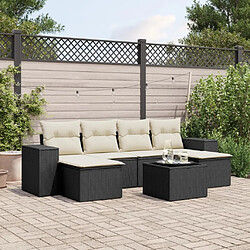 Maison Chic Salon de jardin 7 pcs avec coussins | Ensemble de Table et chaises | Mobilier d'Extérieur noir résine tressée -GKD81026