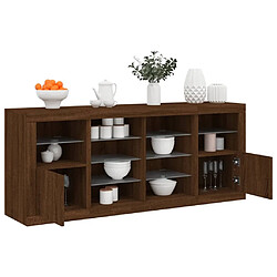 Maison Chic Commode Buffet - Meuble de rangement avec lumières LED chêne marron 163x37x67 cm -GKD24210