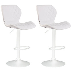 Non Lot de 2 tabourets de bar liège simili cuir blanc 