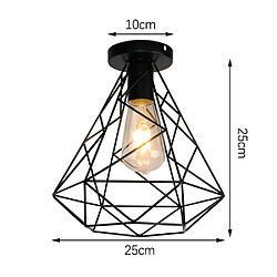 Stoex Plafonnier Diamant Noire Lampe de Plafond D'Intérieur Antique, Abat-Jour en Métal Luminaire Plafonnier Rétro Pour Chambre À Coucher, Café, Bar pas cher