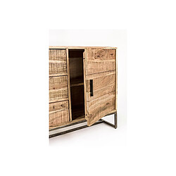 Acheter Mes Buffet 2 portes 3 tiroirs 175x45x77 cm en acacia et métal - NESLY