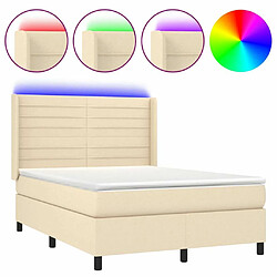 Sommier à lattes,Cadre à lattes de lit pour Adulte matelas et LED Crème 140x190 cm Tissu -MN90386