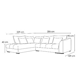 Acheter Courtois Laville Canapé d'angle gauche 5 places convertible tissu beige - Elbe