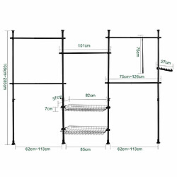 Avis SoBuy KLS04-SCH Garde-Robe Système de Penderie Télescopique avec 5 Barres Portant de Vêtement