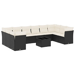 vidaXL Salon de jardin 11 pcs avec coussins noir résine tressée