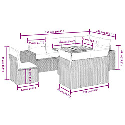 Avis vidaXL Salon de jardin avec coussins 9 pcs beige résine tressée