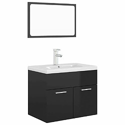 Maison Chic Ensemble de meubles de salle de bain,Armoire rangement Bain Noir brillant Aggloméré -MN38361