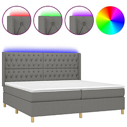 vidaXL Sommier à lattes de lit matelas LED Gris foncé 200x200 cm Tissu