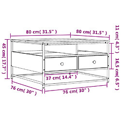 vidaXL Table basse chêne sonoma 80x80x45 cm bois d'ingénierie pas cher