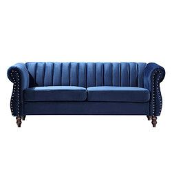 Vente-Unique Canapé chesterfield 3 places en velours bleu roi TRUMBO