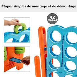 Helloshop26 Puissance 4 géant pour enfants et adultes avec 42 jetons circulaires idéal pour intérieur et extérieur bleu + orange 20_0009151