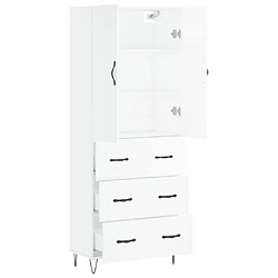 Avis vidaXL Buffet haut Blanc brillant 69,5x34x180 cm Bois d'ingénierie