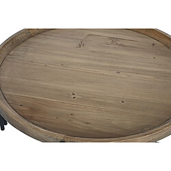 Pegane Table basse, table de salon ronde en bois naturel et métal noir - diamètre 90 x Hauteur 45 cm pas cher