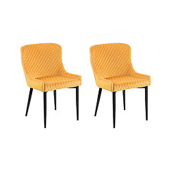 Beliani Chaise de salle à manger Set de 2 Velours Jaune SOLANO 