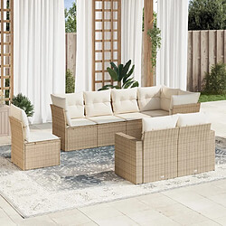 Maison Chic Salon de jardin avec coussins 8 pcs | Ensemble de Table et chaises | Mobilier d'Extérieur beige résine tressée -GKD46062